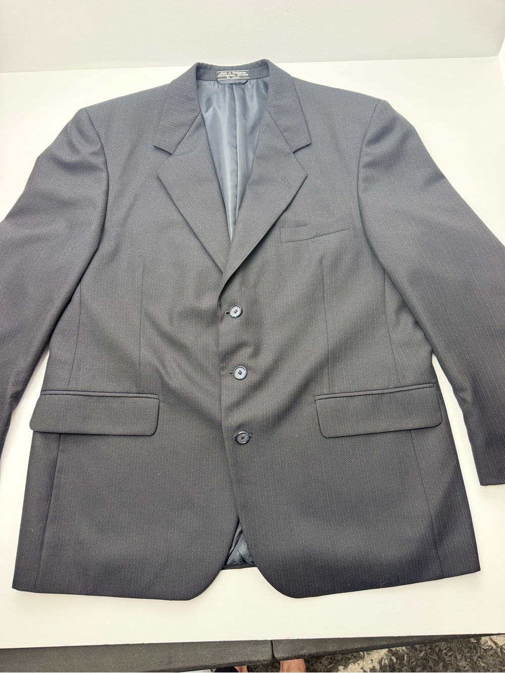Bert Pulitzer Collectors Edition Mens Blazer 44R Charcoal Pinstripe Suit Jacket